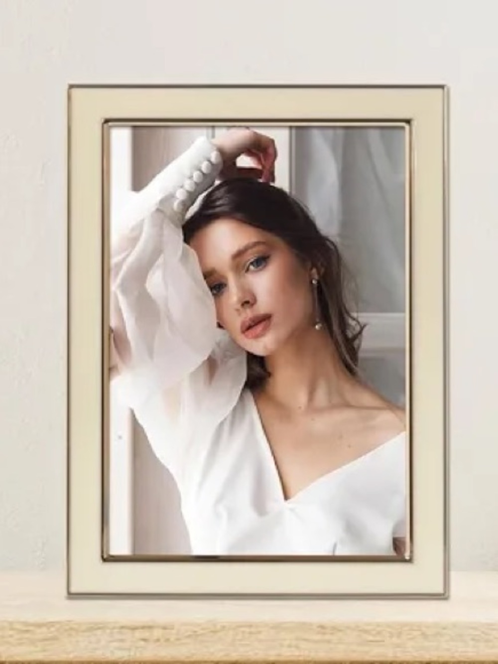 Lawrence Frames Polished Ivory Enamel Gold Metal Picture Frame